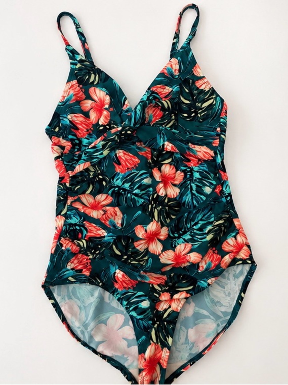 Merona Tropical Floral Twist Front One Piece Swimsuit Medium